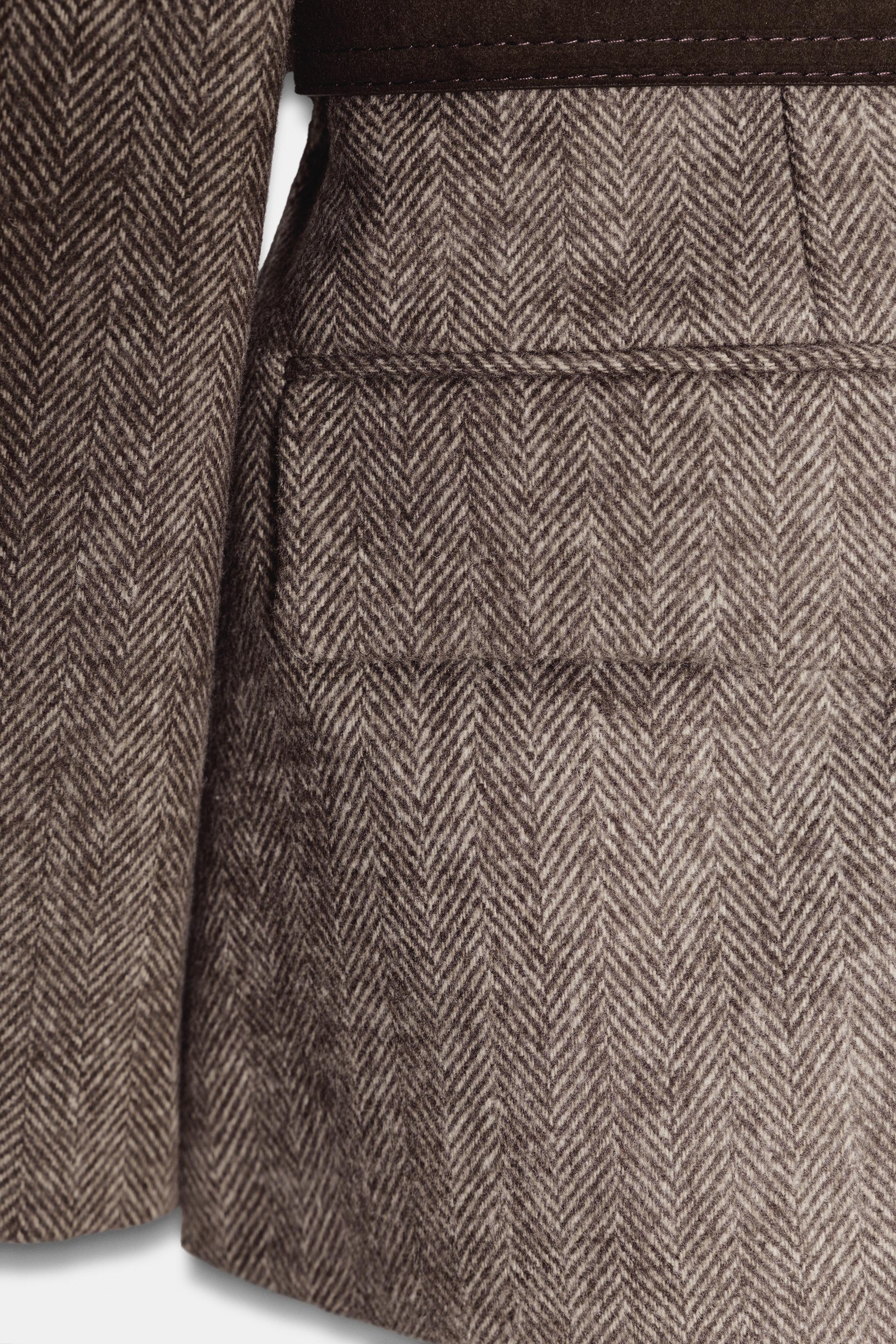 HERRINGBONE BELTED BLAZER